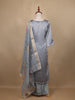 Grey Floral Designed Silk Salwar Suit - Diadem
