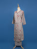 Grey Floral Embroidered Semi-Silk Straight Cut Salwar Suit - Diadem