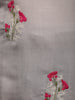 Grey Floral Embroidered Semi-Silk Straight Cut Salwar Suit - Diadem