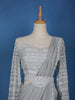 Grey Floral Embroidery Lyrca Ready To Wear Saree with Designer Blouse - Diadem