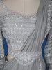 Grey Floral Embroidery Lyrca Ready To Wear Saree with Designer Blouse - Diadem
