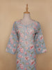 Grey Floral Printed Cotton Kurti - Diadem