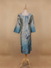 Grey Floral Printed Semi Silk Kurti