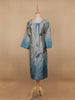 Grey Floral Printed Semi Silk Kurti