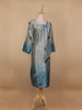 Grey Floral Printed Semi Silk Kurti