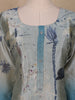Grey Floral Printed Semi Silk Kurti