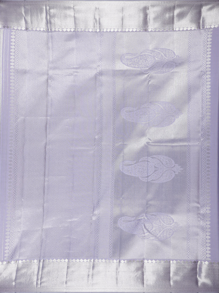 Grey Floral Woven Pure Kanchipuram Silk Saree - Diadem
