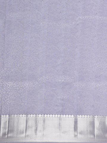 Grey Floral Woven Pure Kanchipuram Silk Saree - Diadem