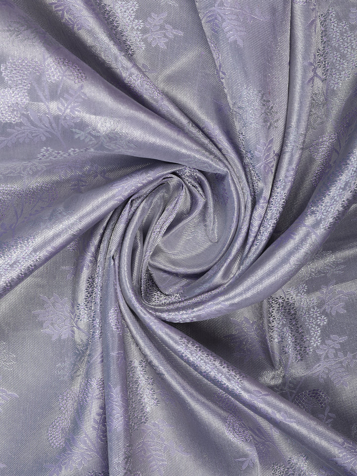 Grey Floral Woven Pure Kanchipuram Silk Saree - Diadem