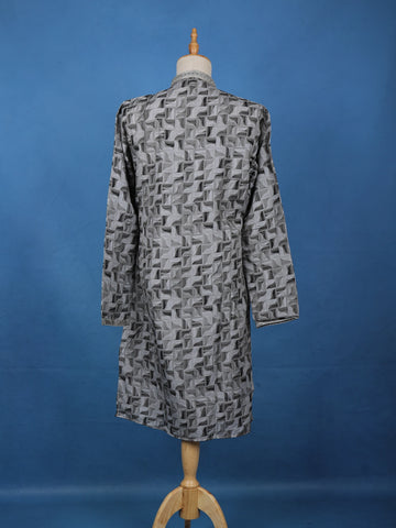 Grey Geometric Printed Cotton Kurta - Diadem