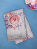 Grey Multicolor Floral Design Printed Cotton Saree - Diadem