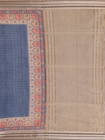 Grey Peacock Designed Semi Tussar Saree - Diadem