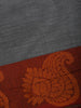 Grey Plain Cotton Saree with Paisley Woven Border - Diadem