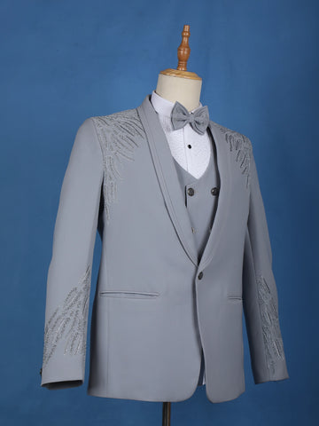 Grey Plain Men's Suit for Formal Wear - Diadem