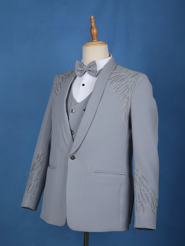Grey Plain Men's Suit for Formal Wear - Diadem