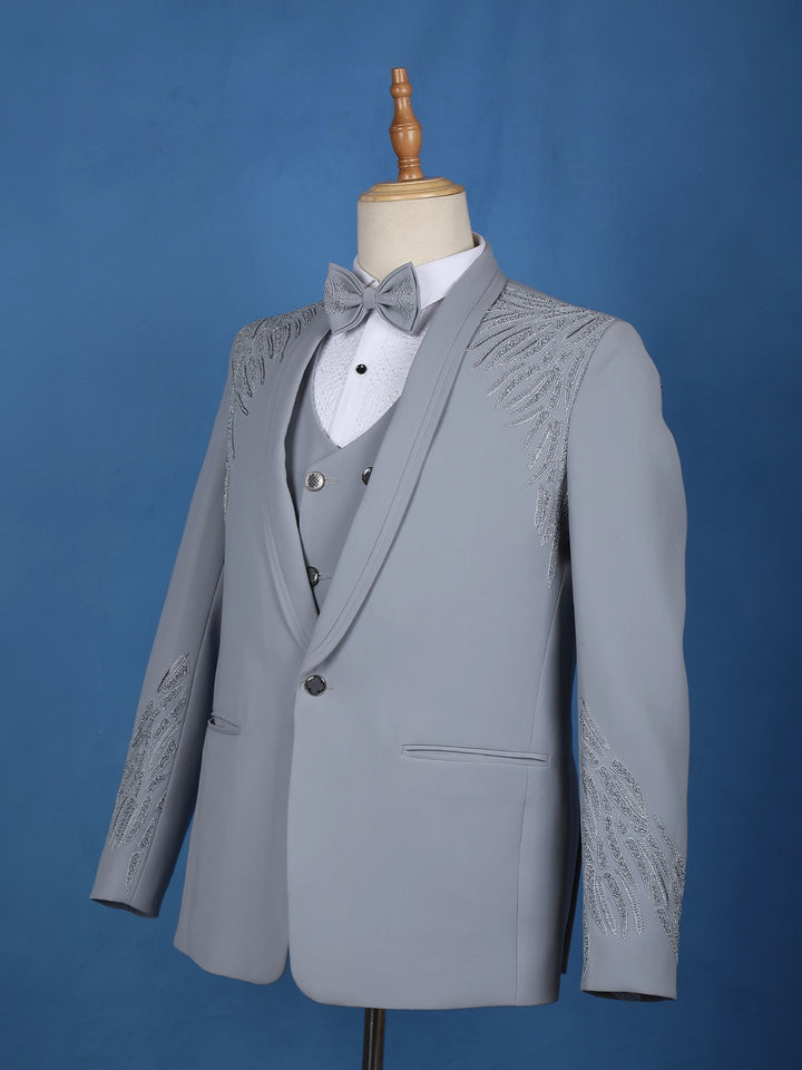 Grey Plain Men's Suit for Formal Wear - Diadem