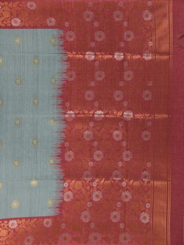 Grey Semi Tussar Silk Floral Designed Saree - Diadem