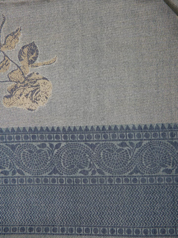 Grey Semi Tussar Silk Floral Designed Saree - Diadem