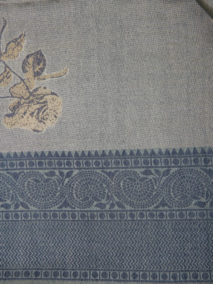 Grey Semi Tussar Silk Floral Designed Saree - Diadem