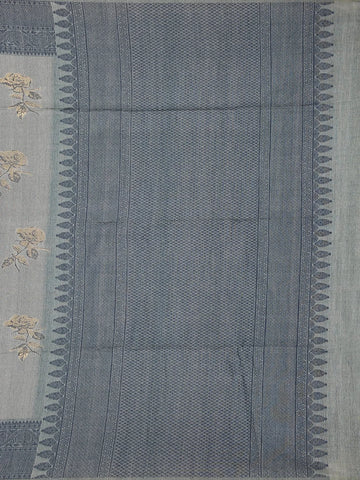 Grey Semi Tussar Silk Floral Designed Saree - Diadem