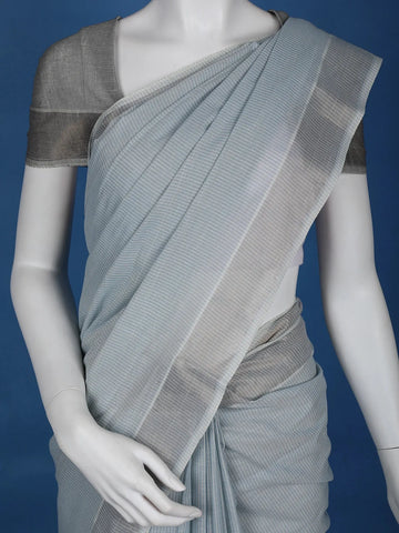 Grey Stripes Designed Cotton Saree - Diadem