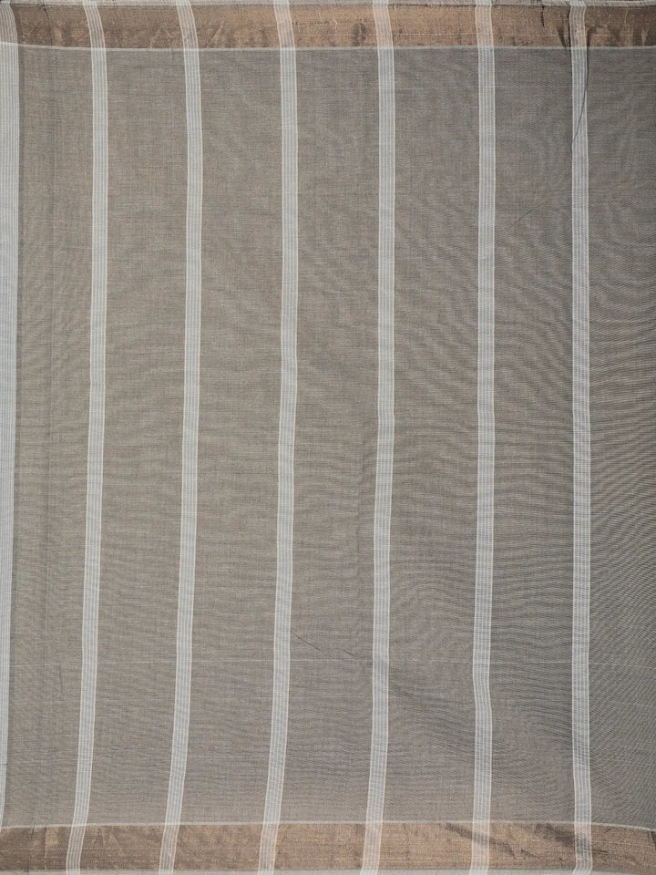Grey Stripes Designed Cotton Saree - Diadem