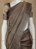 Grey Stripes Designed Organza Designer Saree
