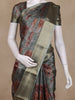 Grey and Maroon Floral Printed Design Mixed Cotton Fancy Saree with Zari Border
