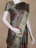 Grey and Maroon Floral Printed Design Mixed Cotton Fancy Saree with Zari Border