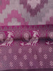 Grey And Pink Ikat Design Art Silk Saree With Contrast Navy Blue Embroidered Blouse