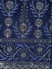 Grey And Pink Ikat Design Art Silk Saree With Contrast Navy Blue Embroidered Blouse