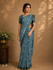 Greyish Blue Abstract Designed Semi Tussar Saree