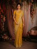 Honey Yellow Floral Zari Embroidered Tissue Silk Saree with Designer Border