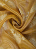 Honey Yellow Floral Zari Embroidered Tissue Silk Saree with Designer Border