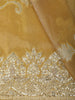 Honey Yellow Floral Zari Embroidered Tissue Silk Saree with Designer Border