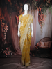 Honey Yellow Floral Zari Embroidered Tissue Silk Saree with Designer Border