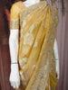 Honey Yellow Floral Zari Embroidered Tissue Silk Saree with Designer Border