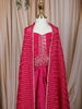 Hot Pink Embellished Design Crepe Kids Lehenga with Striped Dupatta