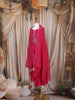 Hot Pink Embellished Design Crepe Kids Lehenga with Striped Dupatta