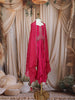 Hot Pink Embellished Design Crepe Kids Lehenga with Striped Dupatta