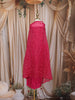 Hot Pink Embellished Design Crepe Kids Lehenga with Striped Dupatta