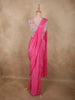 Hot Pink Solid Design Satin Ready to Wear Draped Saree with Designer Blouse