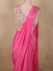 Hot Pink Solid Design Satin Ready to Wear Draped Saree with Designer Blouse