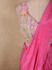 Hot Pink Solid Design Satin Ready to Wear Draped Saree with Designer Blouse
