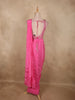 Hot Pink Solid Design Satin Ready to Wear Draped Saree with Designer Blouse