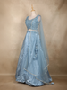 Ice Blue 3D Floral Sequins Embroidered Organza Lehenga with Net Dupatta