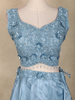 Ice Blue 3D Floral Sequins Embroidered Organza Lehenga with Net Dupatta