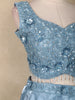 Ice Blue 3D Floral Sequins Embroidered Organza Lehenga with Net Dupatta
