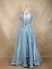 Ice Blue 3D Floral Sequins Embroidered Organza Lehenga with Net Dupatta