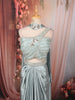 Ice Blue Abstract Sequins and Beads Embroidered Design Textured Party Wear Indo Western Lehenga Skirt Top with Matching Choker Dupatta